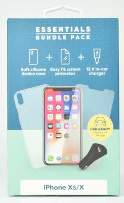 Kondor Essentials Bundle Pack Soft Silicone Case Screen Protector and 12V In-Car Charger Brand New - Clear - Iphone X/xs
