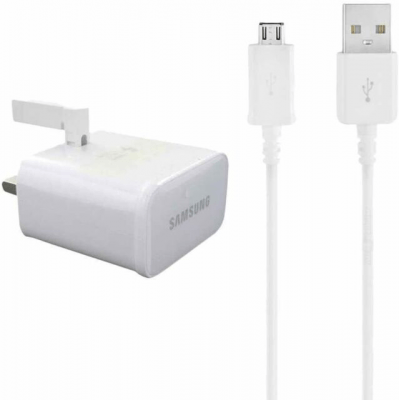 Samsung Official Fast Charger Plug With Micro-USB Cable Pristine - White