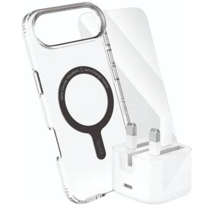 EATS/ PanzerGlass/Belkin Power & Protect Advanced Bundle - MagSafe Case, Tempered Glass & 30W USB-C Charger Like New - Clear - Iphone Air