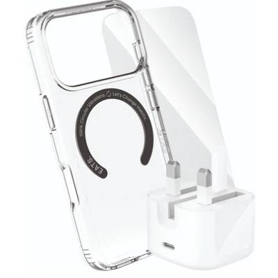 EATS/ PanzerGlass/Belkin Power & Protect Advanced Bundle - MagSafe Case, Tempered Glass & 30W USB-C Charger Like New - Clear - Iphone 17 Pro
